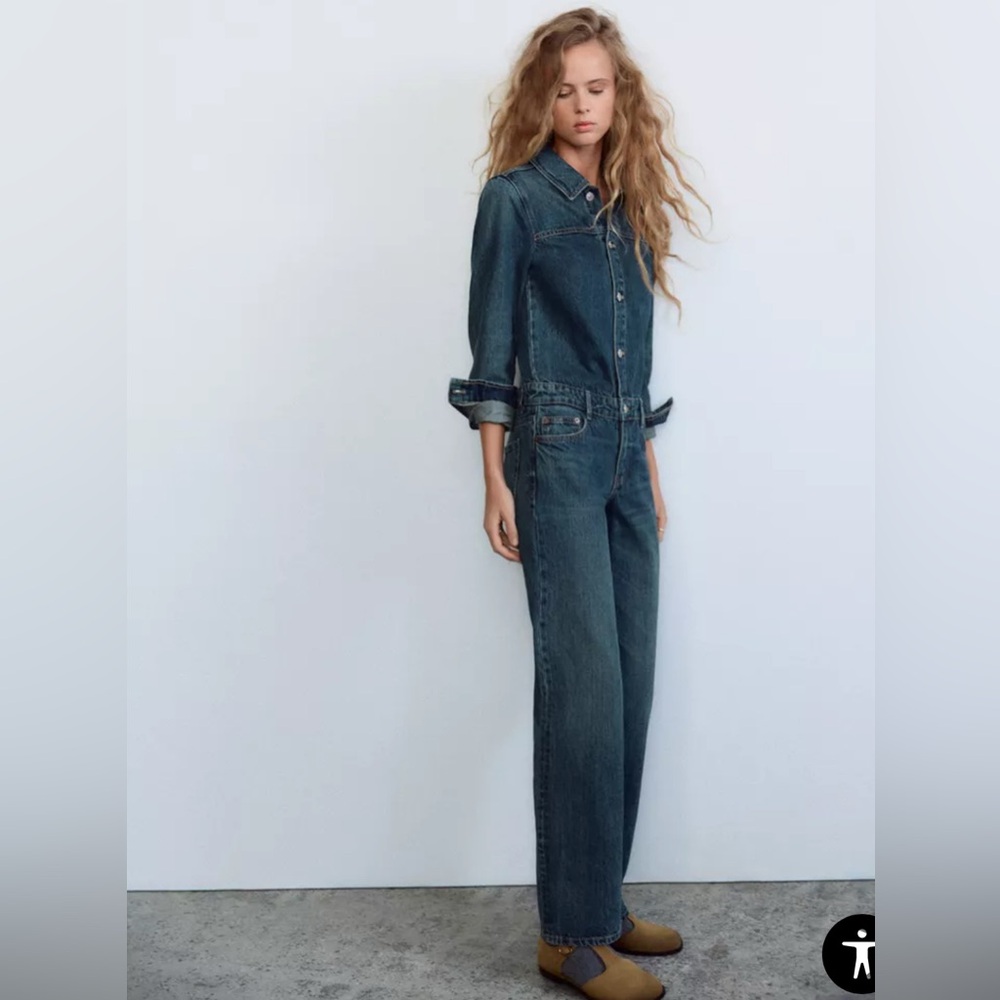 Zara STRAIGHT TRF DENIM JUMPSUIT